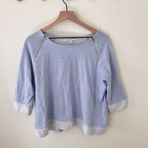 Emily Daniels Cotton Blend Stripe Shirt Preppy Nautical - Large